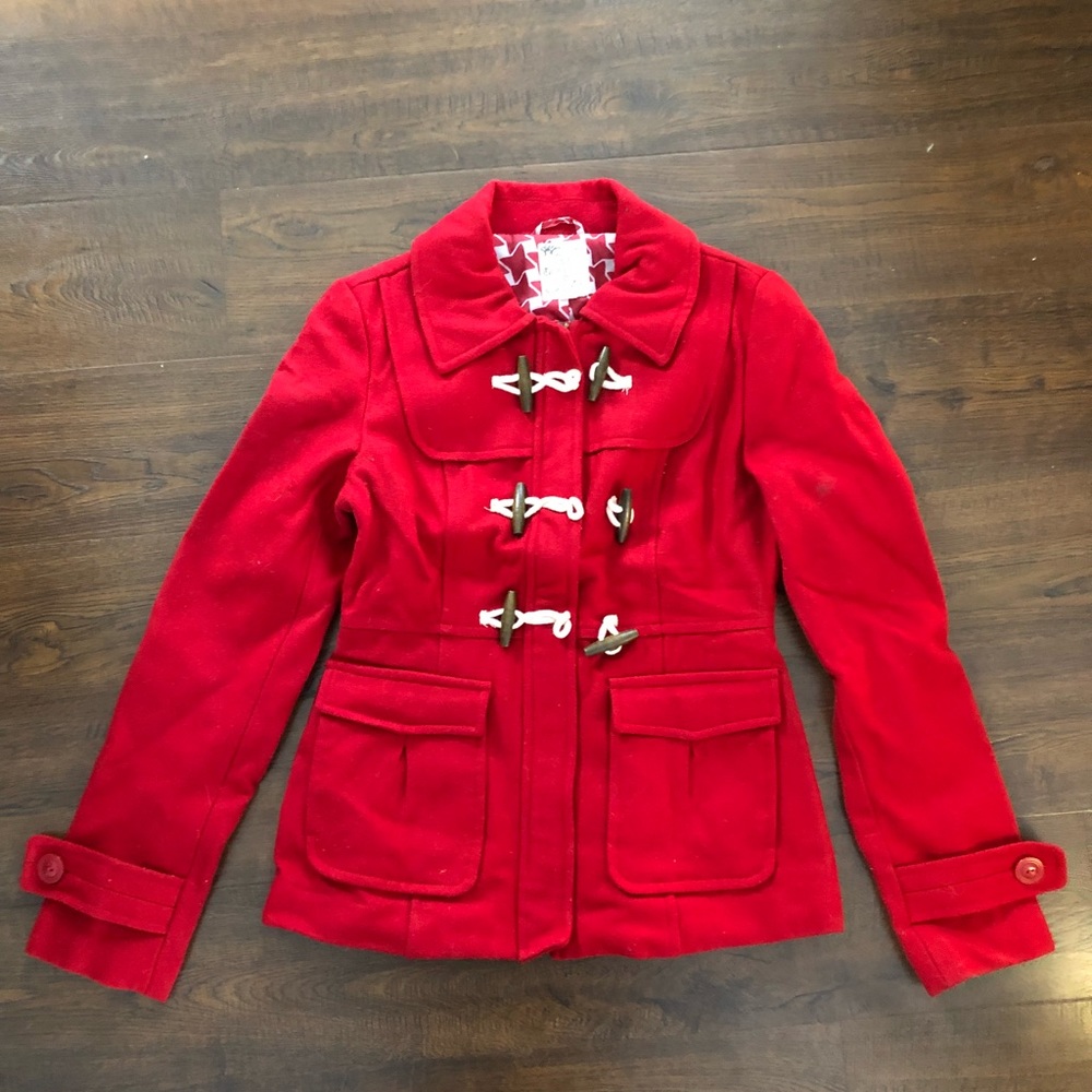 Ruby Red Wool Pea Coat